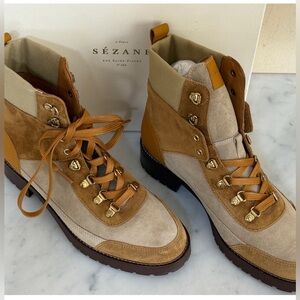 Sezane Tan and Cream
Lace-Up Boots
